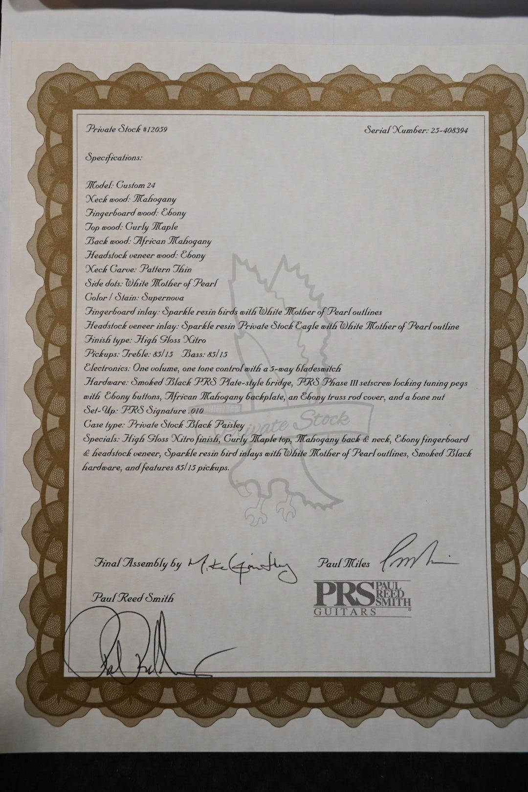 PRS Private Stock Custom 24 2025 - Supernova Guitar #12059 - Danville Music