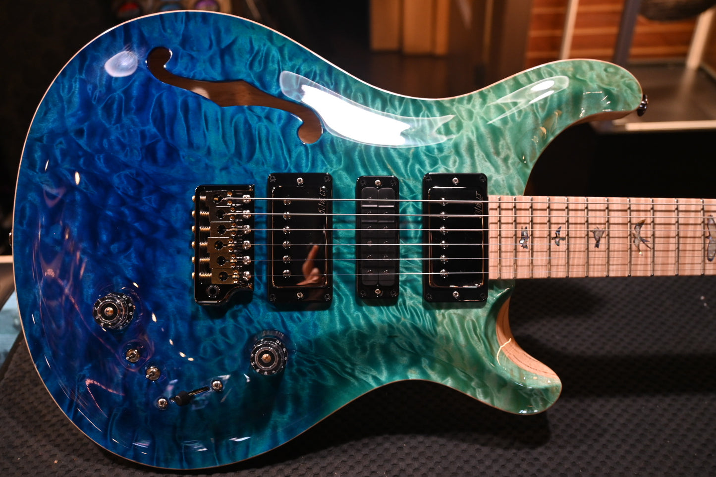 PRS Wood Library Special Semi-Hollow 10-Top Quilt Swamp Ash - Blue Fade Guitar #5198 - Danville Music