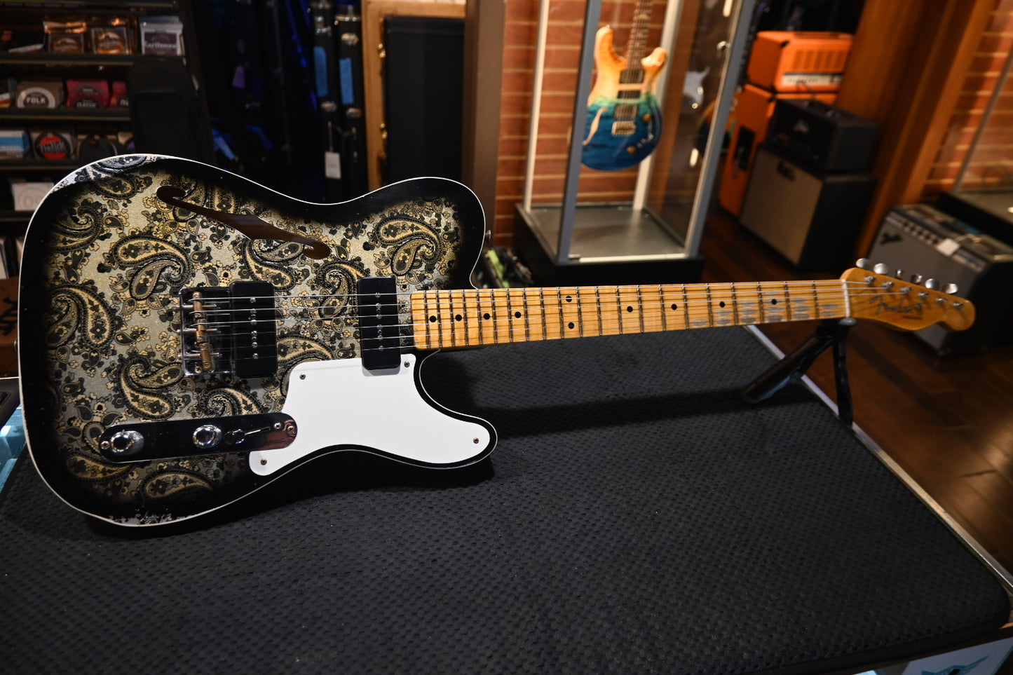 Fender Custom Shop LTD Dual P-90 Telecaster Relic 2023 - Aged Black Paisley Guitar #1877 - Danville Music