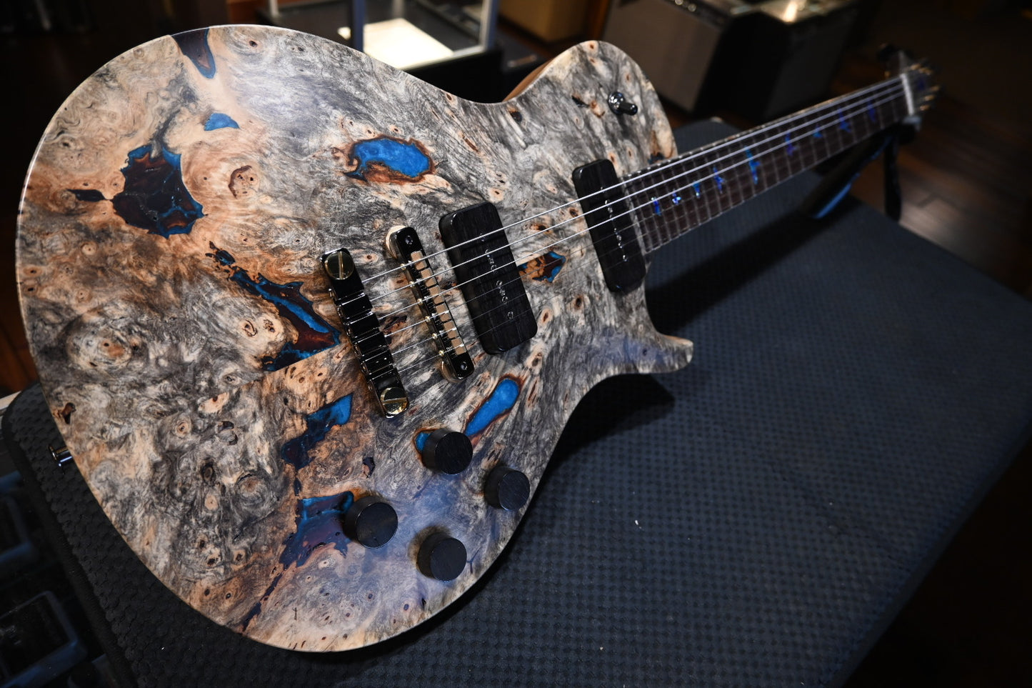 PRS Private Stock McCarty SC 594 Single-Cut Buckeye Burl “White Walker” - Blue Resin Fill Guitar #10496 - Danville Music