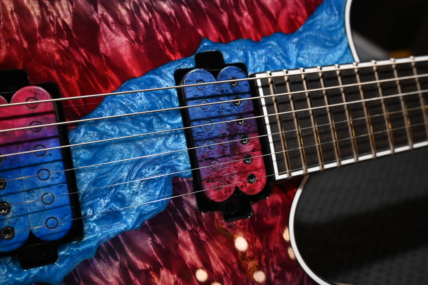 Mayones Regius 6 Custom Burl Maple Master Grade - Light Blue Stirred Resin Top Guitar #1007 - Danville Music