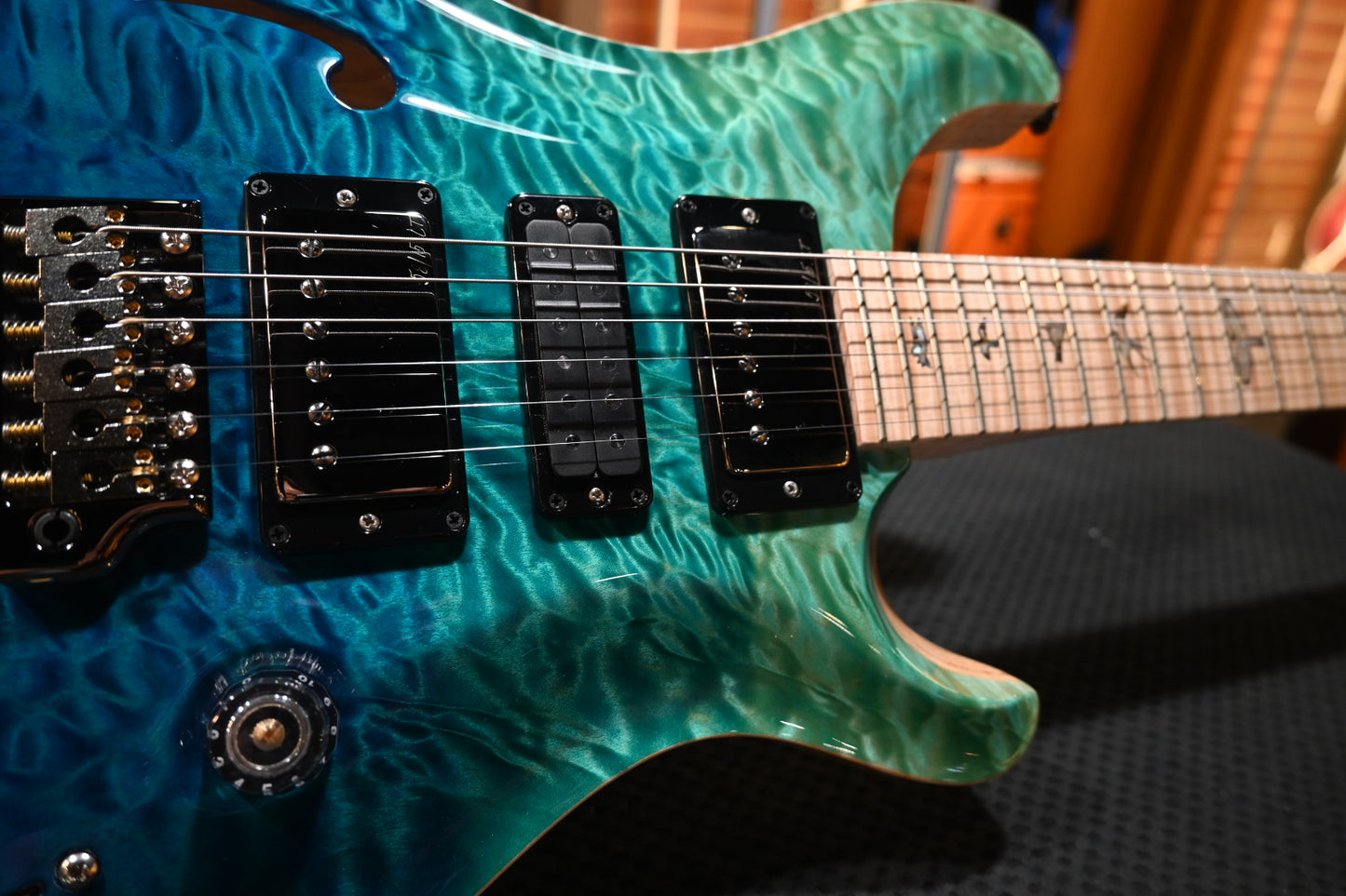 PRS Wood Library Special Semi-Hollow 10-Top Quilt Swamp Ash - Blue Fade Guitar #5198 - Danville Music