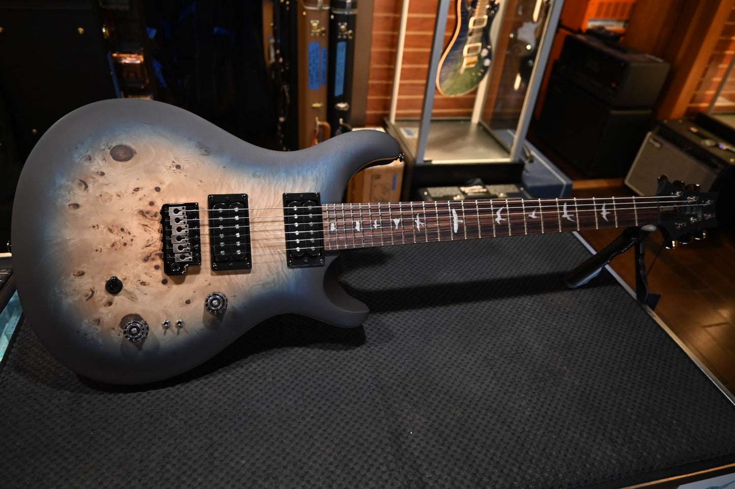 PRS SE “Exotic” Custom 24-08 Poplar Burl Limited Edition - Lake Blue Midnight Burst Guitar #1032 - Danville Music