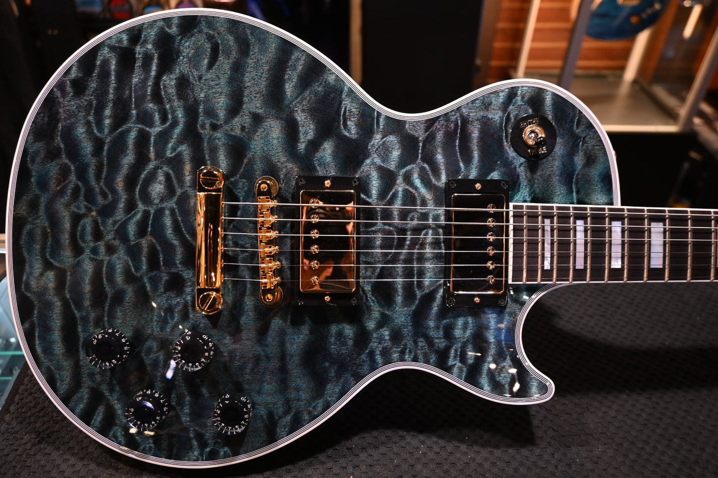 Gibson Custom Shop Les Paul Axcess Custom 5A Quilt PSL - Nordic Blue Guitar #0416 - Danville Music