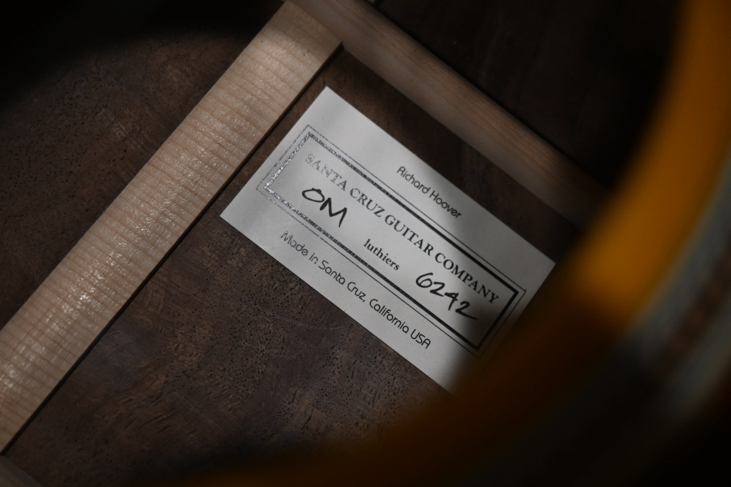 Santa Cruz OM Moon Spruce Bear Claw/Figured Walnut - Georgia Peach Guitar #6242 - Danville Music