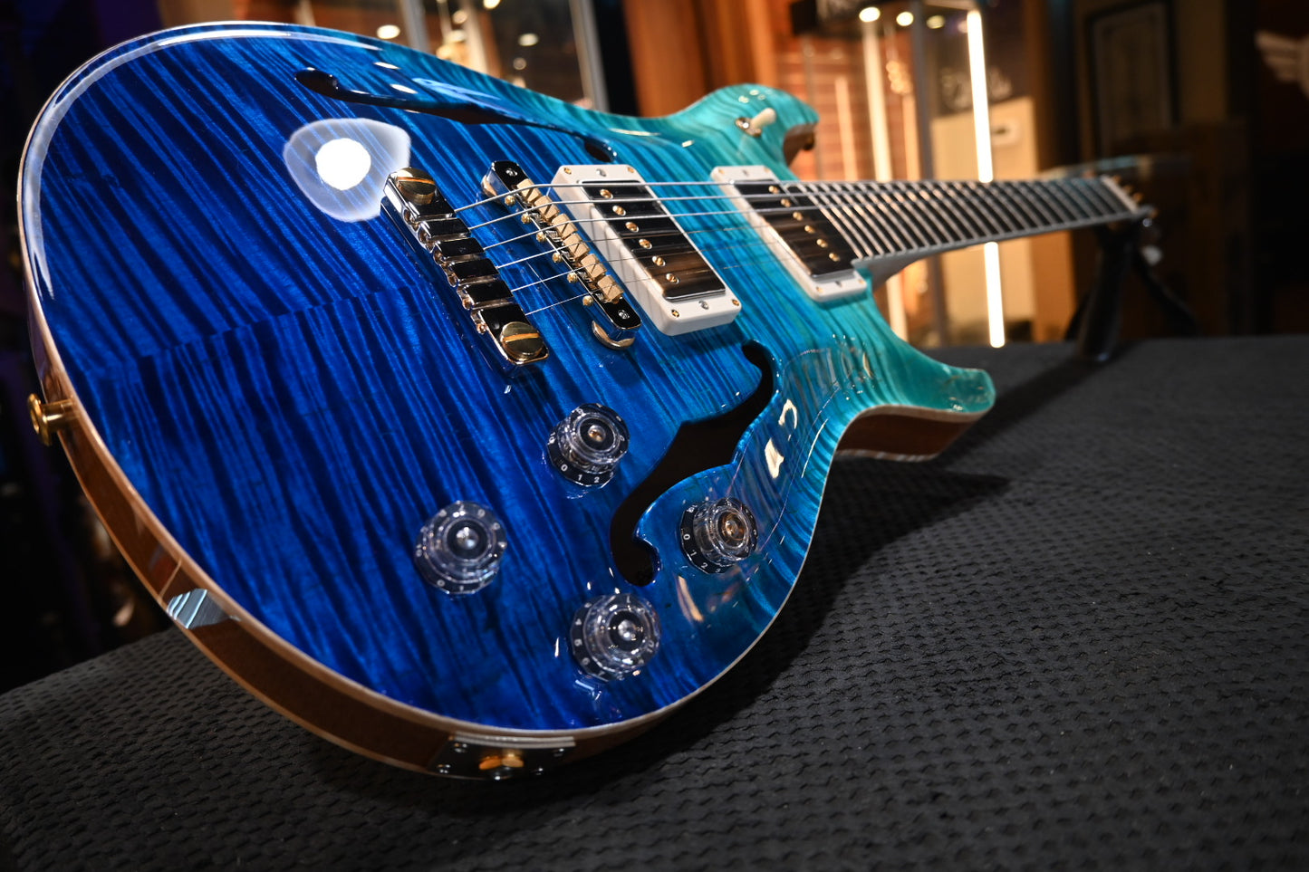 PRS Wood Library McCarty 594 Hollowbody II 10-Top/Back McCarty III Pickups - Blue Fade Guitar #3509 - Danville Music