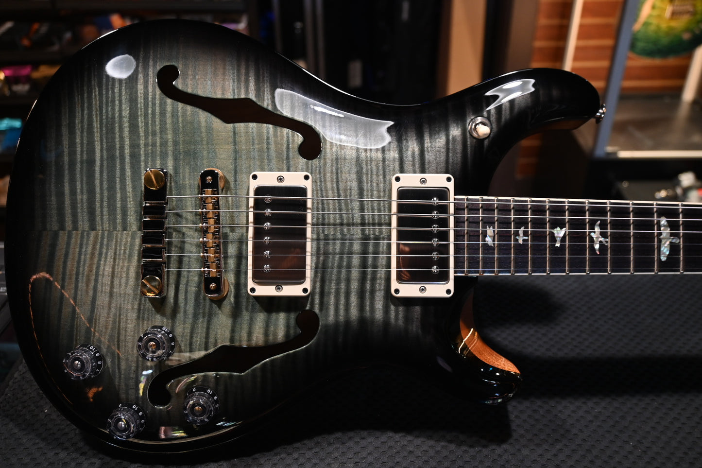 PRS Hollowbody II 594 2021 - Trampas Green Smokewrap Burst Guitar #8884 - Danville Music