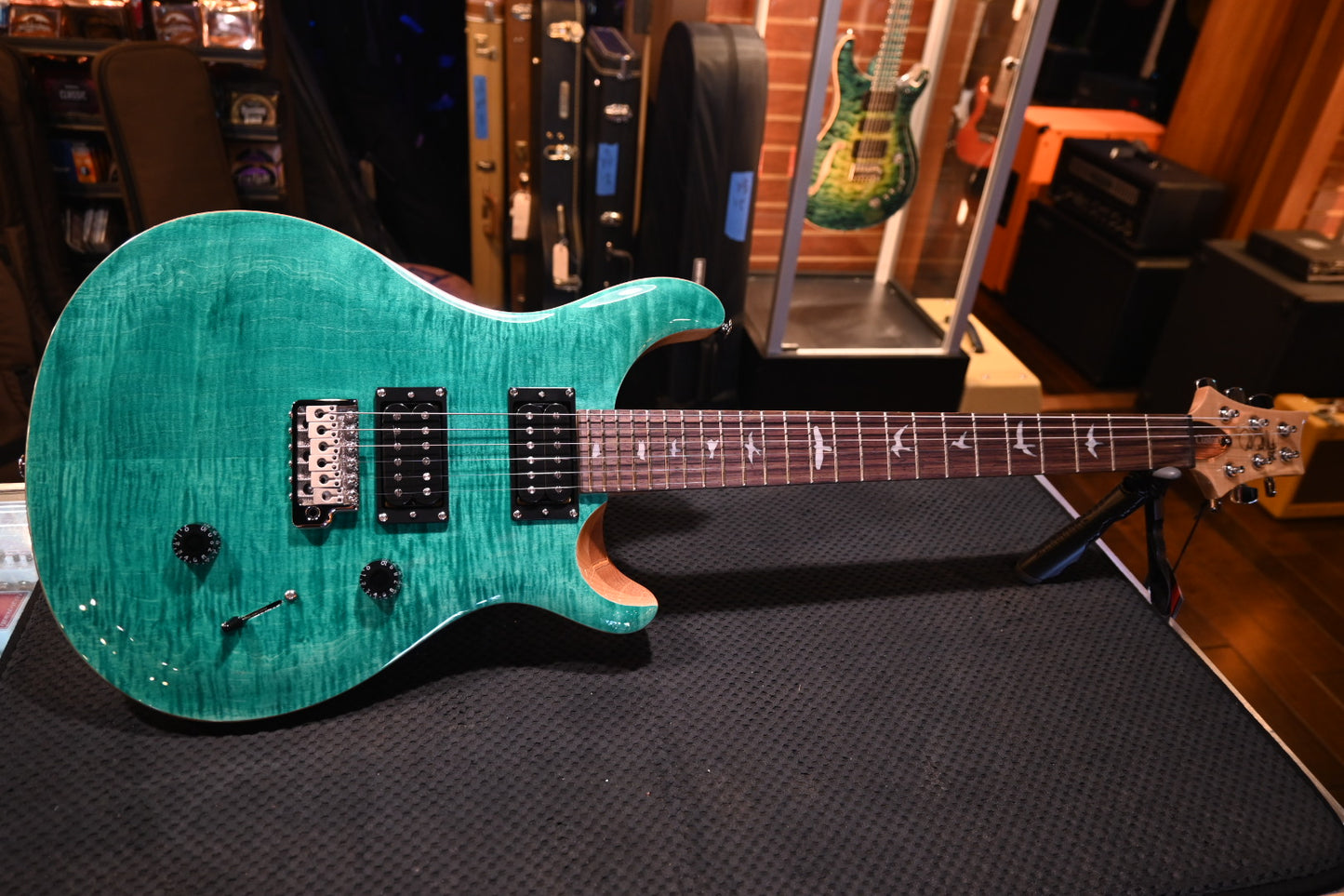 PRS SE Custom 24 Flamed Maple Veneer - Turquoise Guitar #3643 - Danville Music