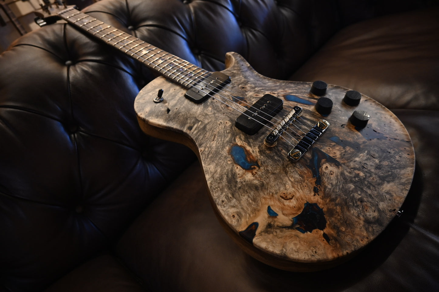 PRS Private Stock McCarty SC 594 Single-Cut Buckeye Burl “White Walker” - Blue Resin Fill Guitar #10496 - Danville Music