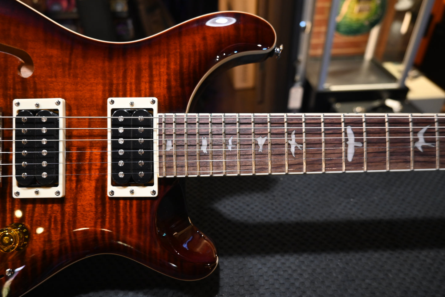 PRS SE Custom 24 Semi-Hollow Piezo - Orange Tiger Smokeburst Guitar #1698 - Danville Music