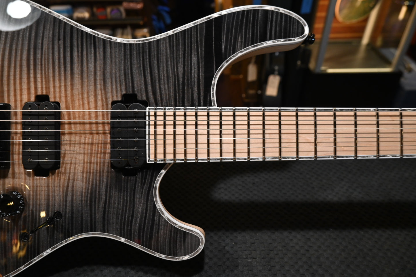 Mayones Regius 6 2022 - Trans Natural Fade Black Burst Guitar #9746