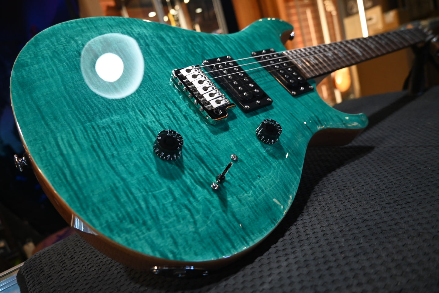 PRS SE Custom 24 Flamed Maple Veneer - Turquoise Guitar #3643 - Danville Music