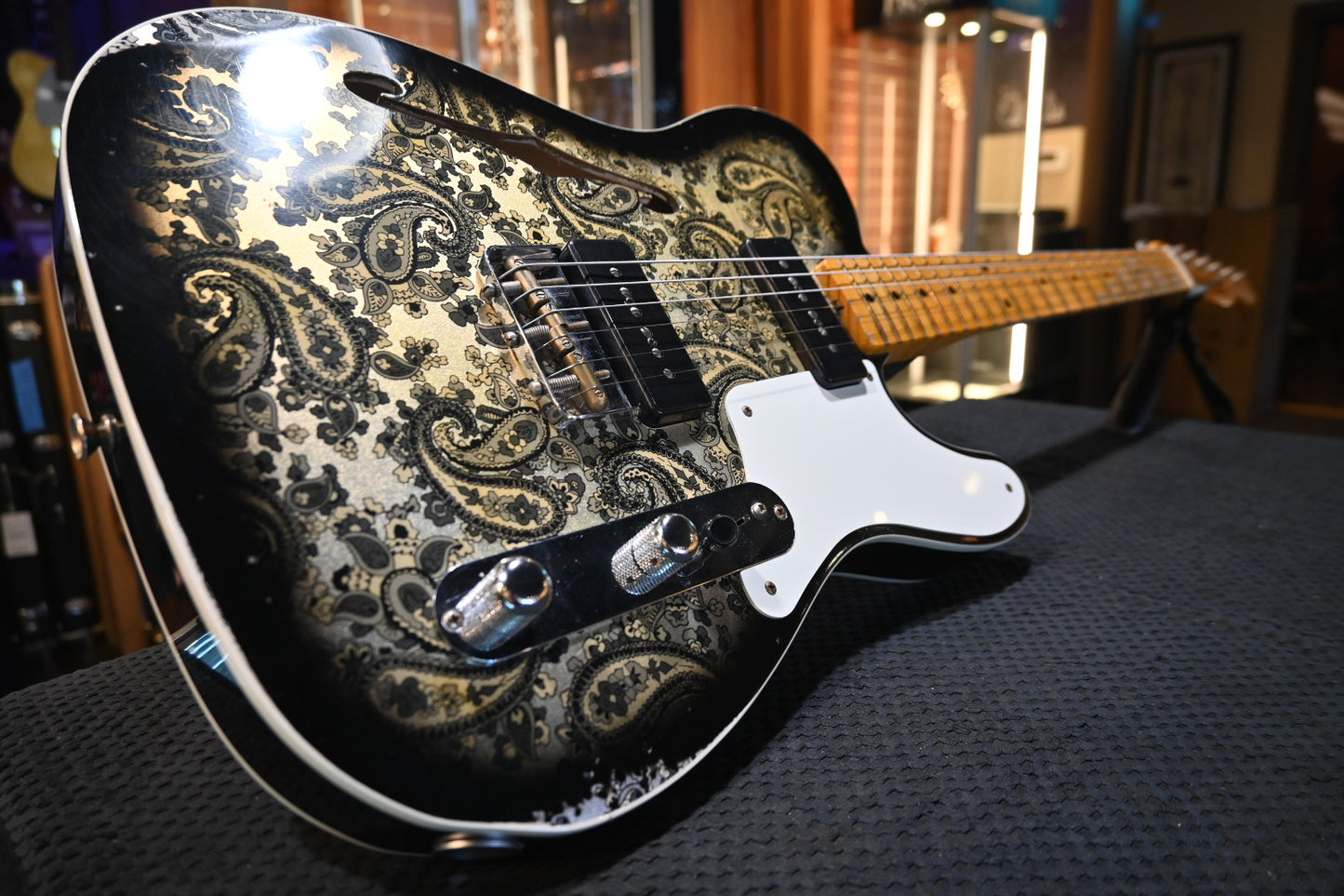 Fender Custom Shop LTD Dual P-90 Telecaster Relic 2023 - Aged Black Paisley Guitar #1877 - Danville Music