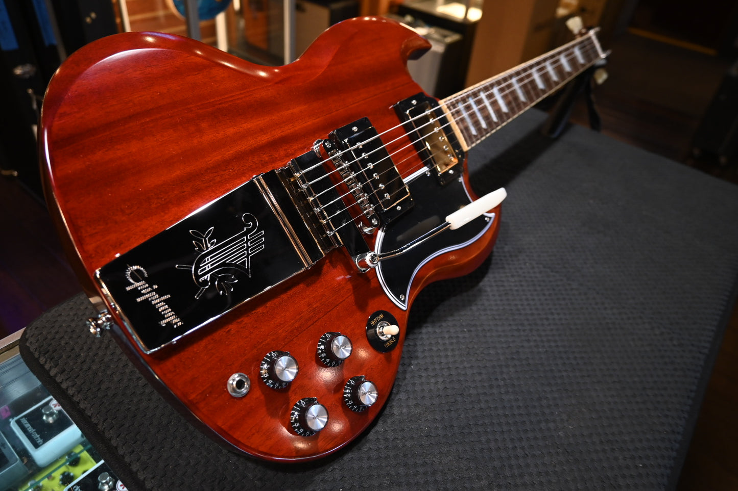 Epiphone Inspired by Gibson Custom 1964 SG Standard with Maestro Vibrola Reissue - Cherry Red Guitar #8734 - Danville Music