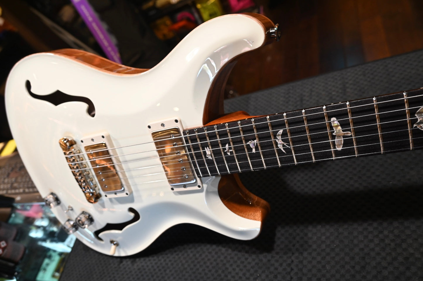 PRS Hollowbody II Piezo - Antique White Natural Sides Guitar #1877 - Danville Music