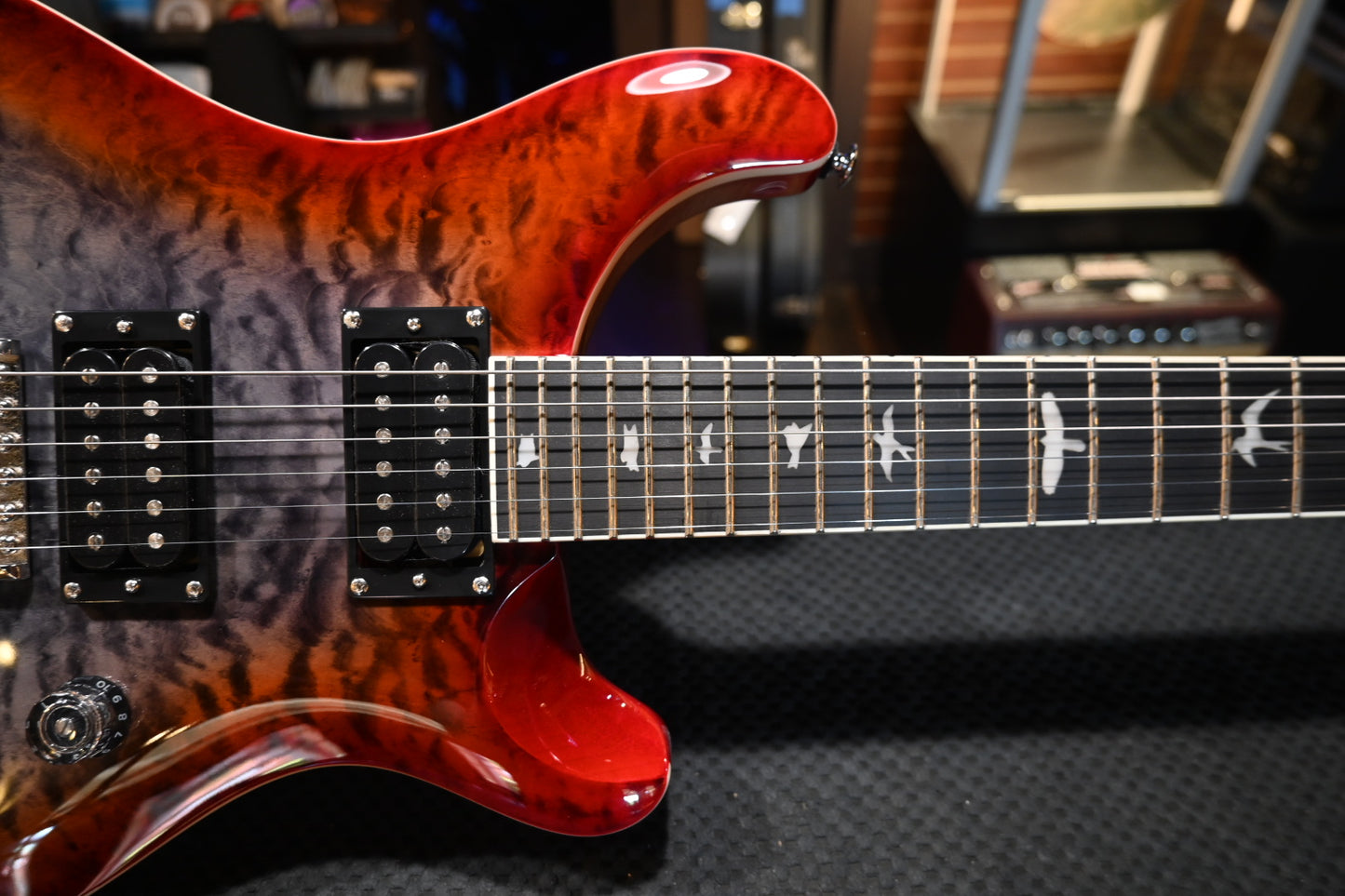PRS SE Custom 24-08 Quilt - Charcoal Cherry Burst Guitar #6061 - Danville Music