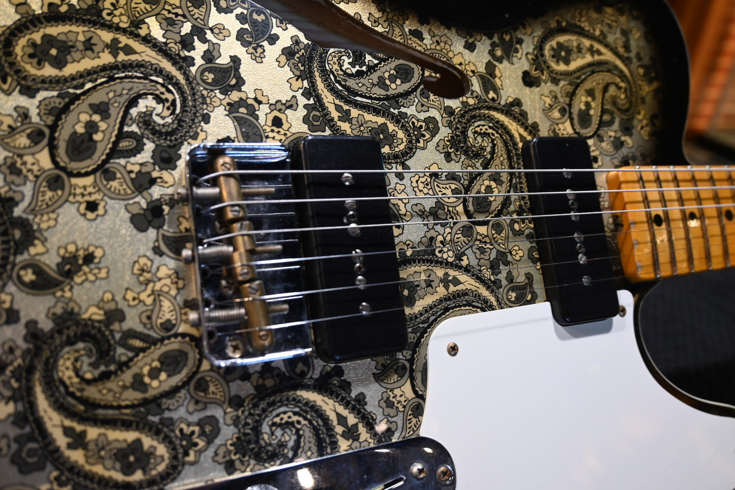 Fender Custom Shop LTD Dual P-90 Telecaster Relic 2023 - Aged Black Paisley Guitar #1877 - Danville Music