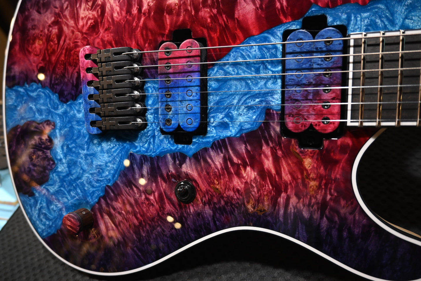 Mayones Regius 6 Custom Burl Maple Master Grade - Light Blue Stirred Resin Top Guitar #1007 - Danville Music