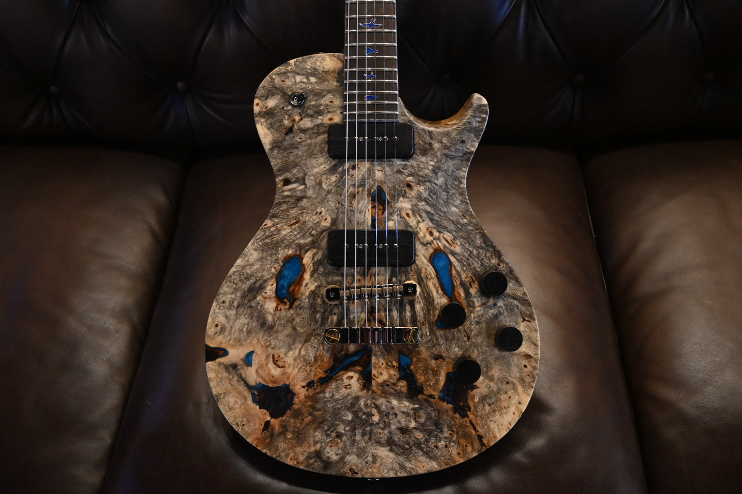 PRS Private Stock McCarty SC 594 Single-Cut Buckeye Burl “White Walker” - Blue Resin Fill Guitar #10496 - Danville Music