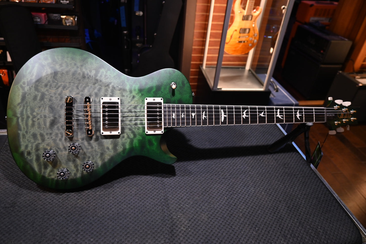 PRS Wood Library S2 McCarty SC 594 Single-Cut Quilt - Faded Gray Black Green Burst Satin Guitar #0265 - Danville Music