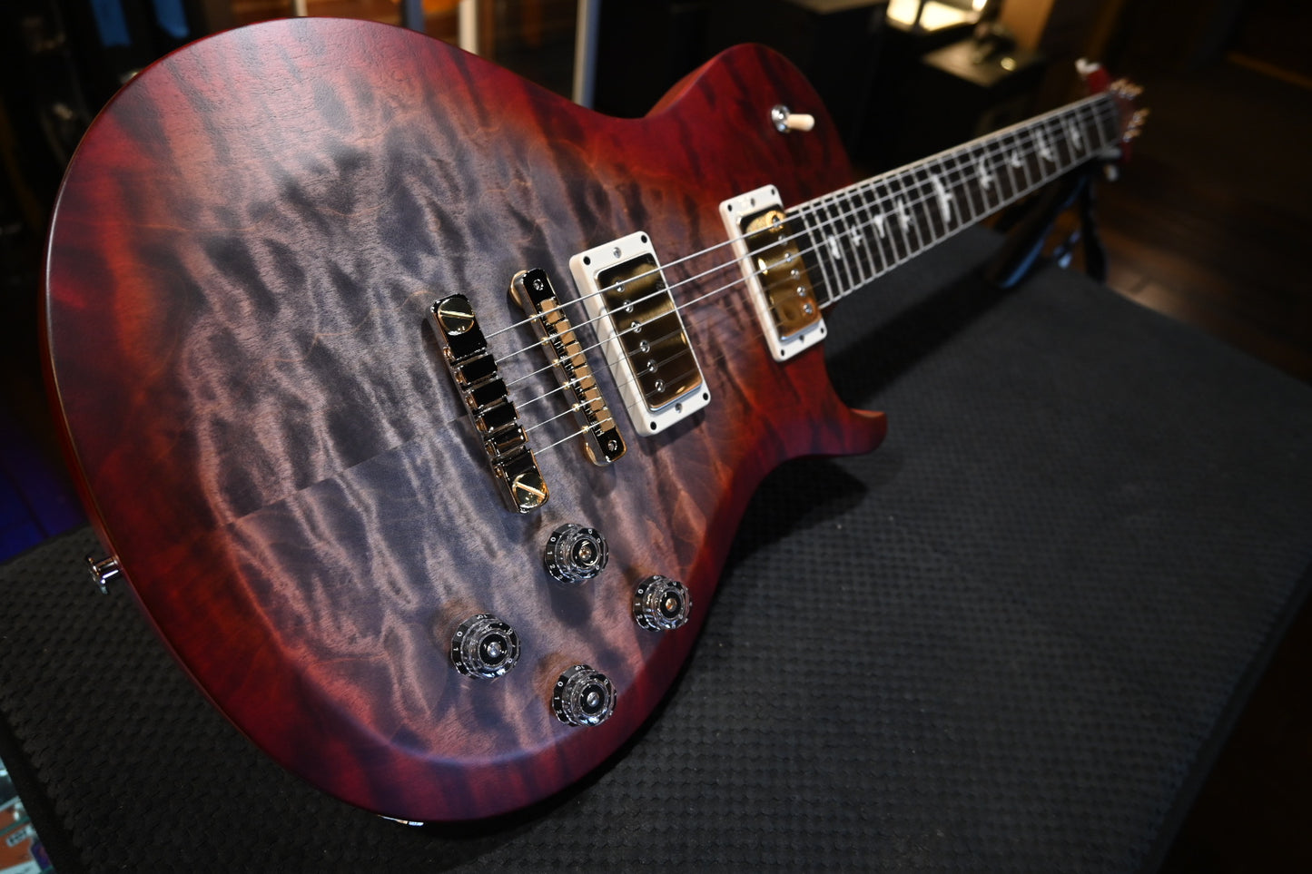 PRS S2 Wood Library McCarty SC 594 Single-Cut Quilt - Faded Gray Black Cherry Burst Satin Guitar #9907 - Danville Music