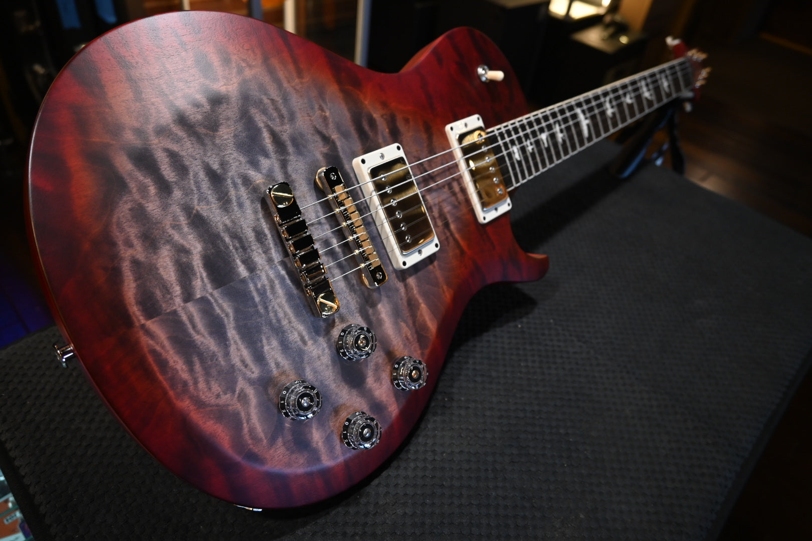 PRS S2 Wood Library McCarty SC 594 Single-Cut Quilt - Faded Gray Black Cherry Burst Satin Guitar #9907 - Danville Music