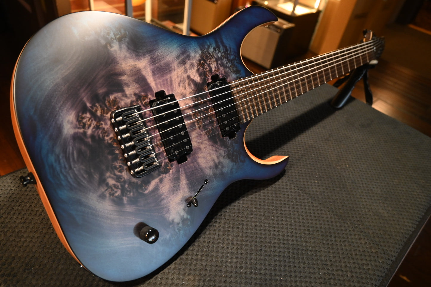 Mayones Duvell Elite 7 - Trans Dirty Purple Blue Burst Satine Guitar #1276 - Danville Music