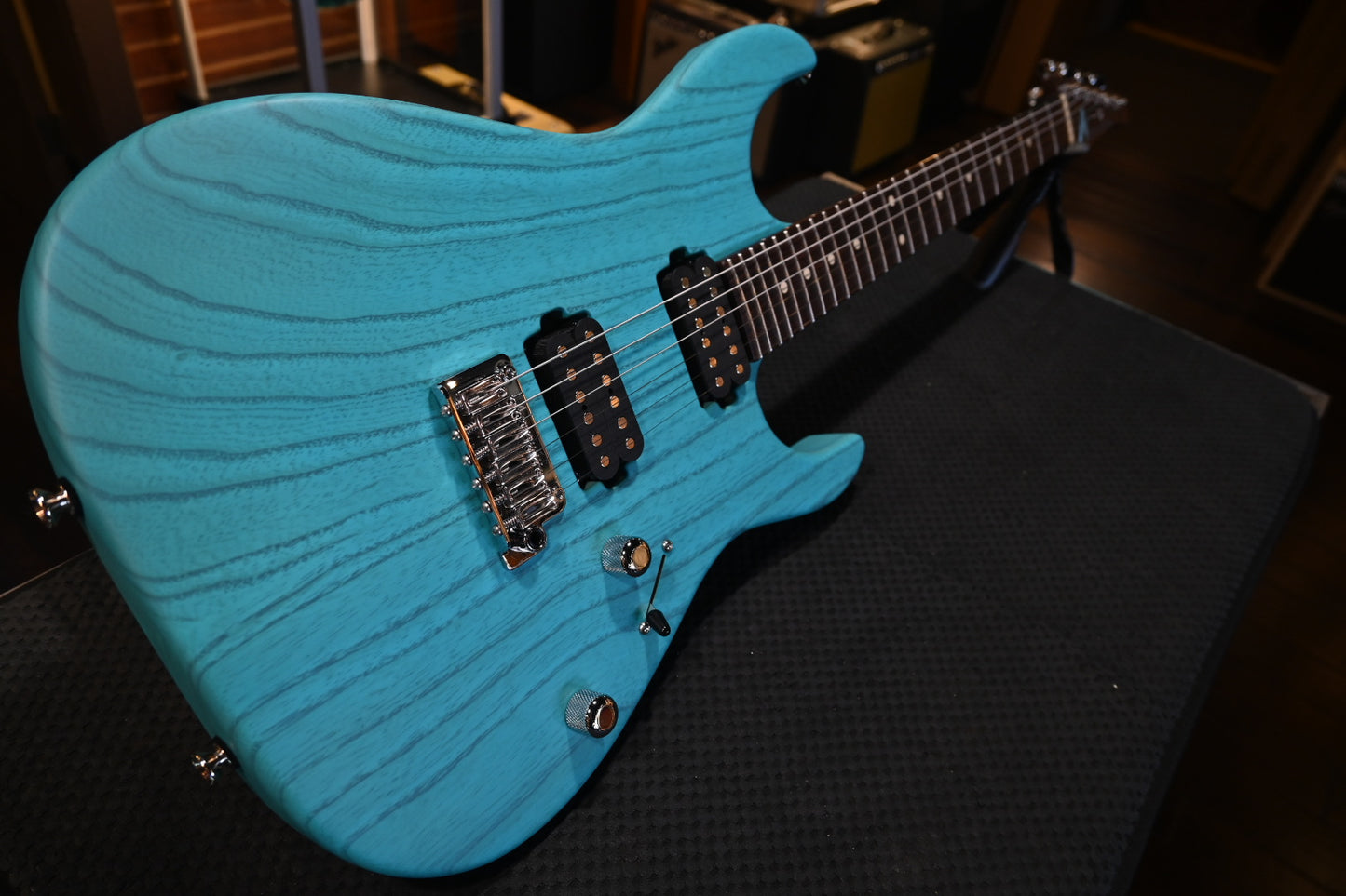 Tom Anderson Li’l Angel Player - Satin Translucent Cotton Candy Blue Dark Grain Guitar #124A - Danville Music