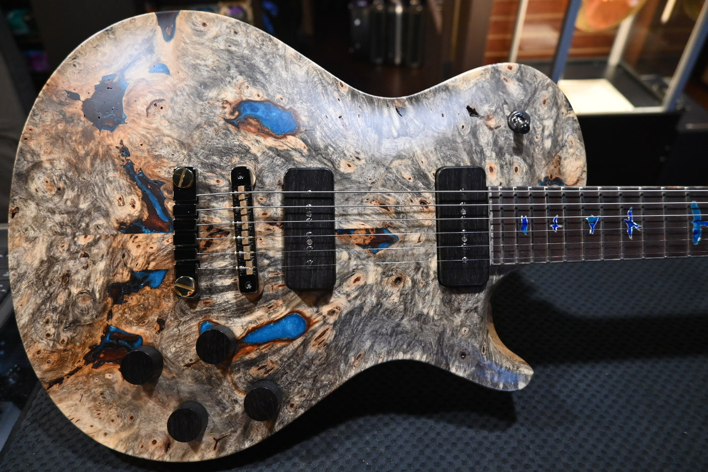 PRS Private Stock McCarty SC 594 Single-Cut Buckeye Burl “White Walker” - Blue Resin Fill Guitar #10496 - Danville Music