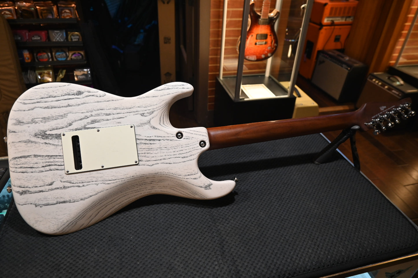 Tom Anderson Classic - White with Black Dog Hair Satin Guitar #223N - Danville Music