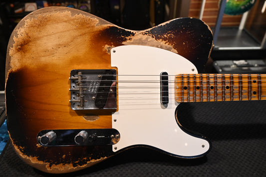 Fender Custom Shop LTD 1950 Double Esquire Super Heavy Relic - Wide Fade 2-Color Sunburst Guitar #7064