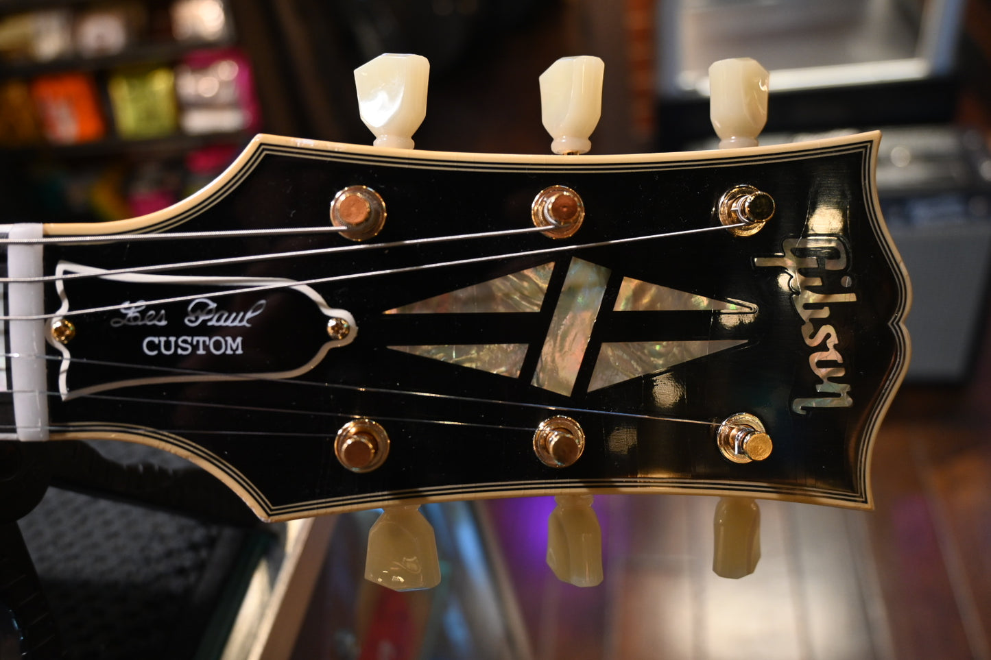 Gibson Custom Shop 1957 Les Paul Custom Reissue 3-Pickup Bigsby Murphy Lab Light Aged - Ebony Guitar #4897 - Danville Music