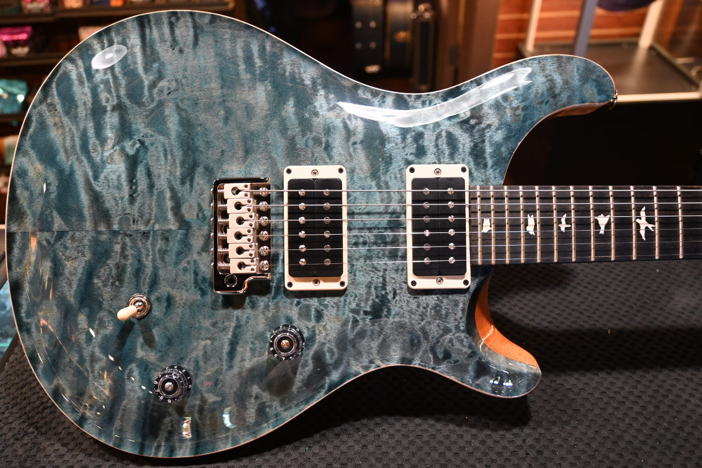 PRS Wood Library CE 24 Quilt - Blue Crab Blue Guitar #2087 - Danville Music