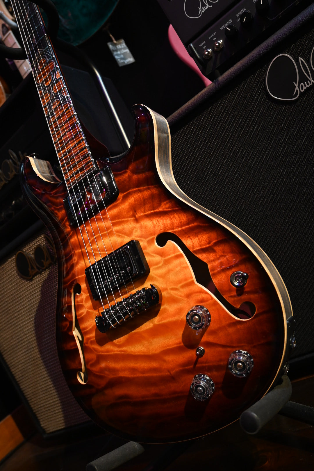 PRS Private Stock Hollowbody II Piezo Gothic - Electric Tiger Glow Guitar #10569 - Danville Music
