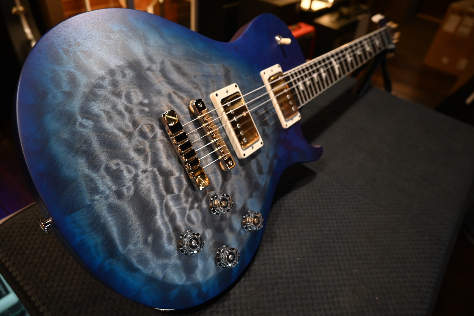 PRS Wood Library S2 McCarty SC 594 Single-Cut Quilt - Faded Gray Black Blue Burst Guitar #8896 - Danville Music