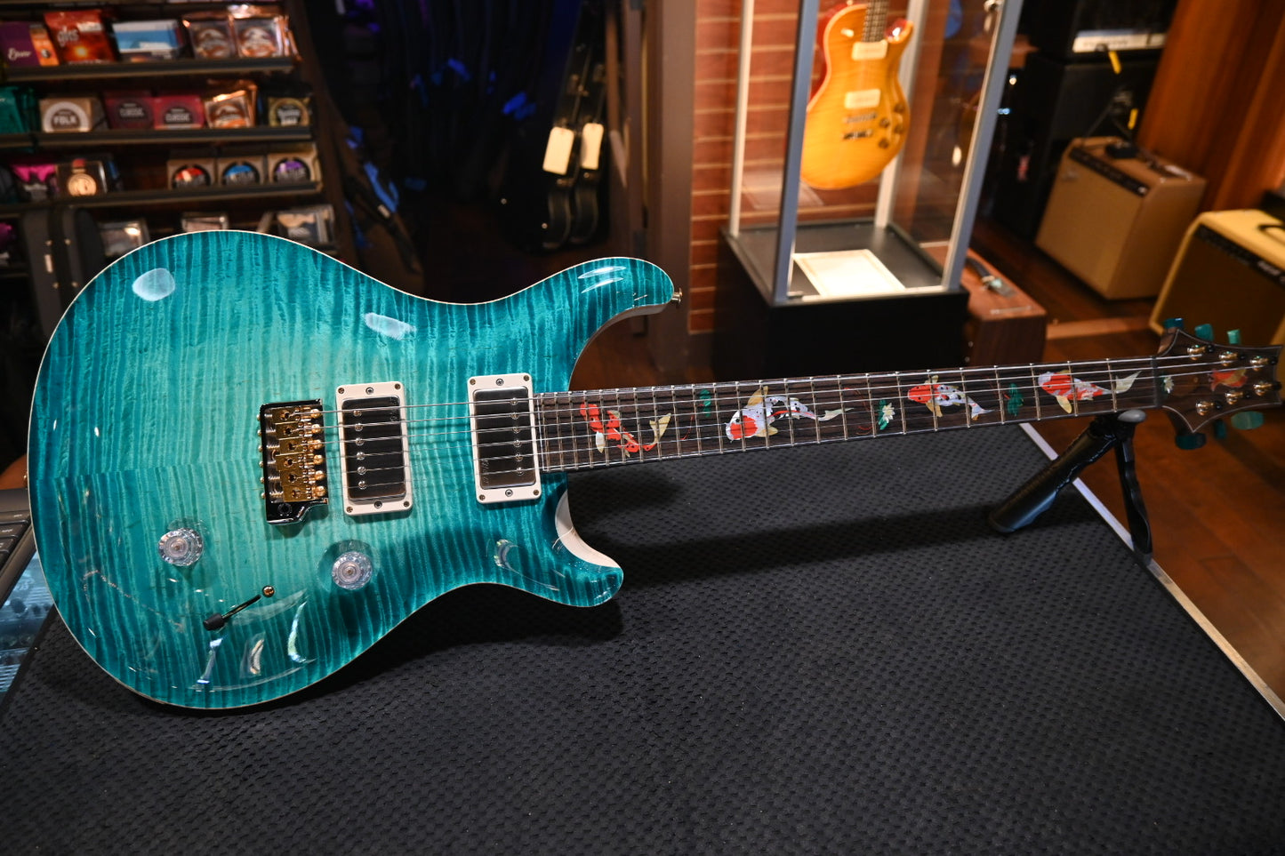 PRS Private Stock Custom 24 Koi Inlay - Bahamian Blue Glow Guitar #10498 - Danville Music