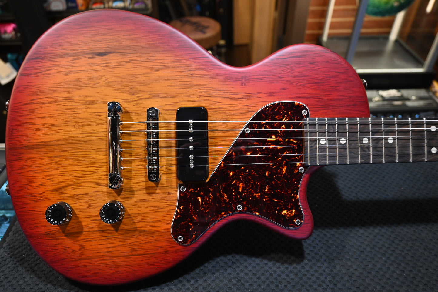 Tom Anderson Bobcat Cub - Transparent Amber to Cherry Burst Satin Guitar #224P - Danville Music