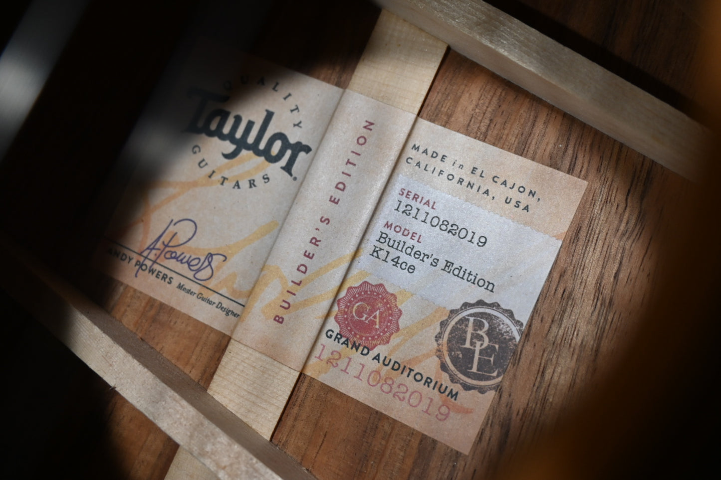 Taylor Builder’s Edition K14ce 2022 - Natural Guitar #2019 - Danville Music