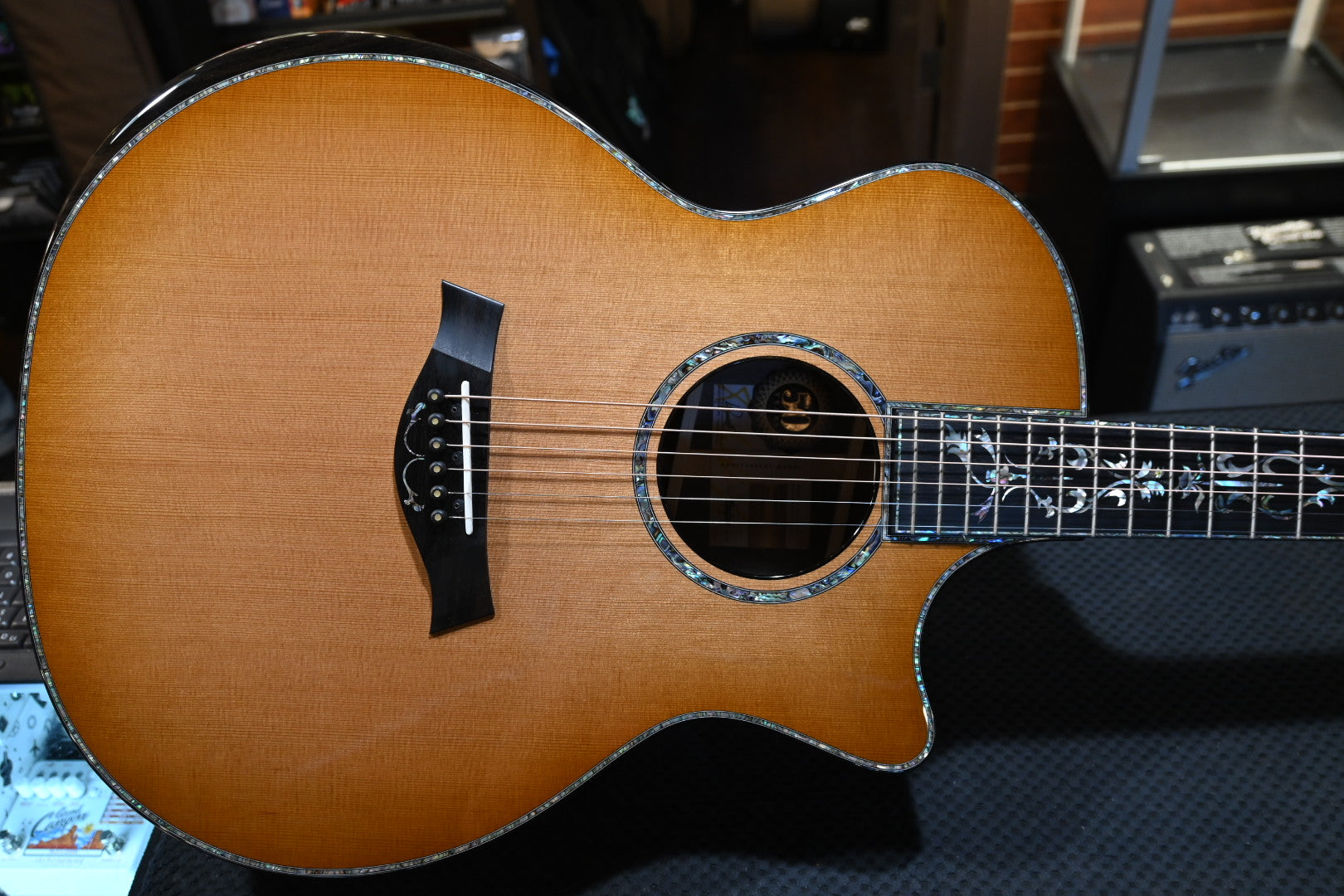 Taylor 50th Anniversary PS14ce LTD Cedar/Claro Walnut Guitar #4001 w/  Matching Circa 74 Amp. Only 16 Made!