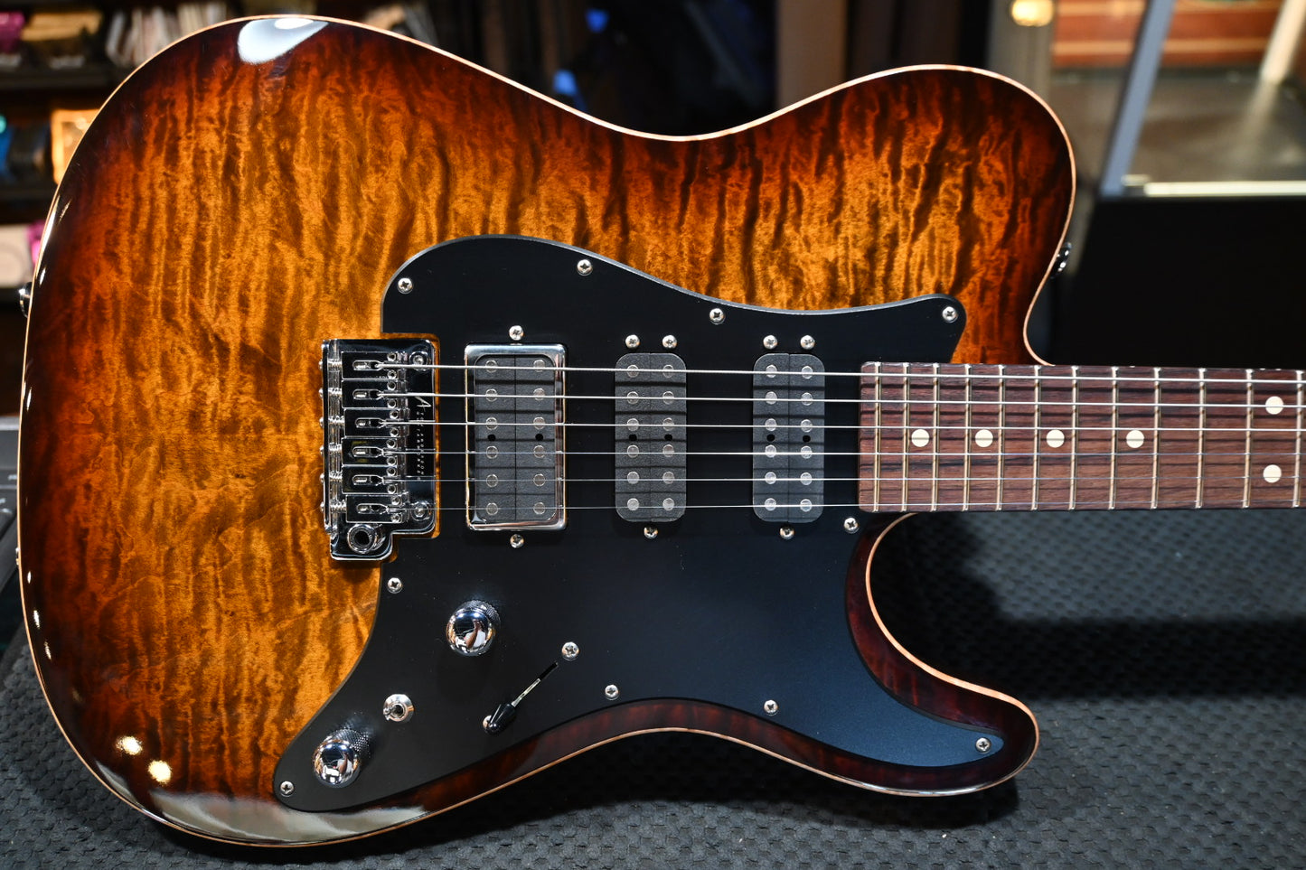 Tom Anderson Drop Mongrel Shorty Hollow 2015 - Tiger Eye Burst Guitar #215A - Danville Music