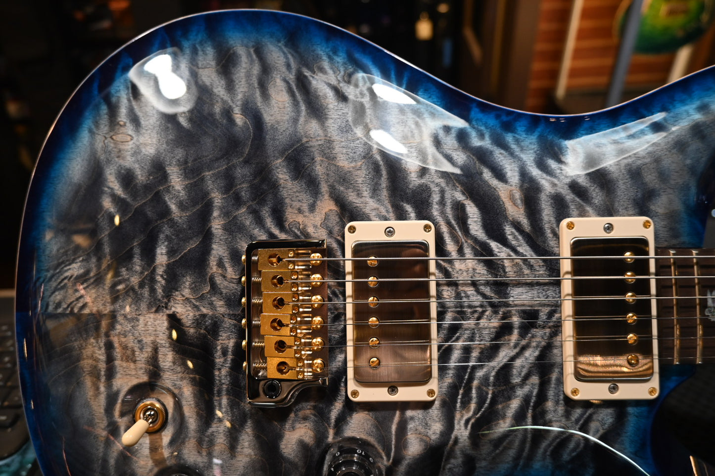 PRS Wood Library DGT 10-Top Quilt Brazilian Rosewood - Charcoal Blue Burst Guitar #0075 - Danville Music