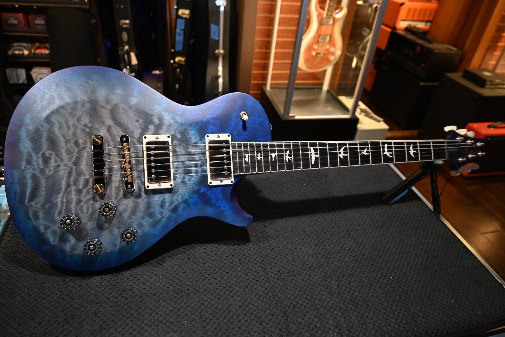 PRS Wood Library S2 McCarty SC 594 Single-Cut Quilt - Faded Gray Black Blue Burst Guitar #8896 - Danville Music