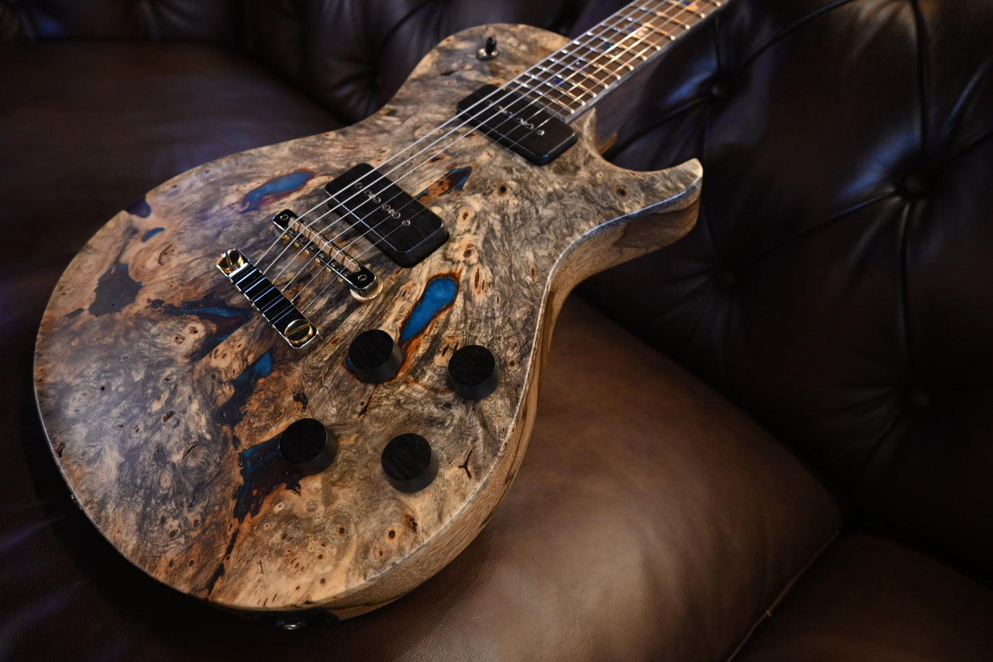 PRS Private Stock McCarty SC 594 Single-Cut Buckeye Burl “White Walker” - Blue Resin Fill Guitar #10496 - Danville Music