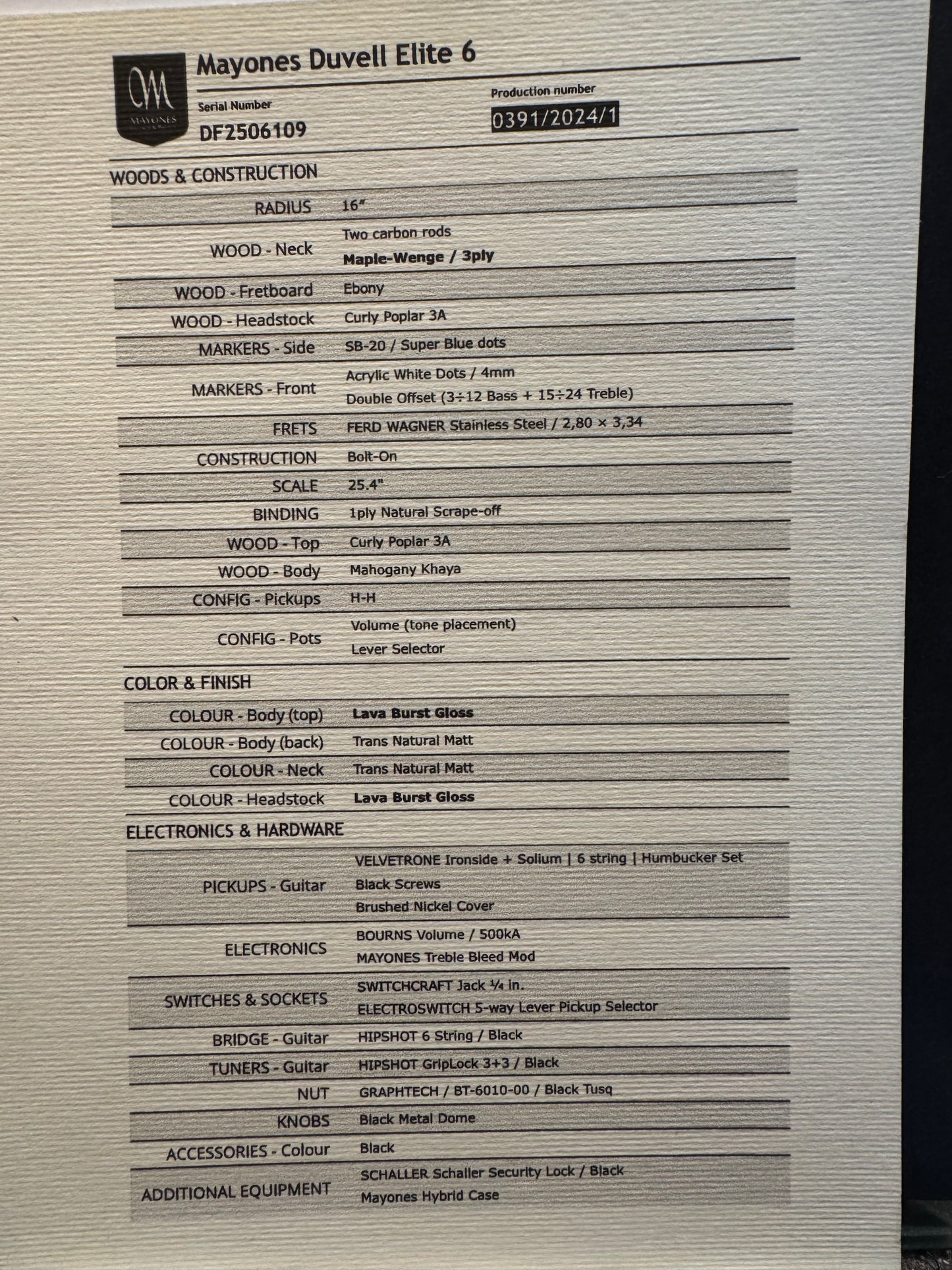 Mayones Duvell Elite 7 - Turquoise Iris Guitar #6109