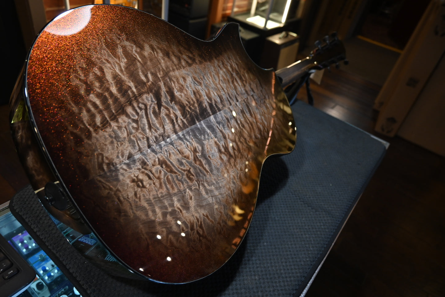 Taylor Custom GA Grand Auditorium Bearclaw Spruce/Big Leaf Quilt Maple Catch #26 - Silver Cranberry Supernova Guitar #4106 - Danville Music