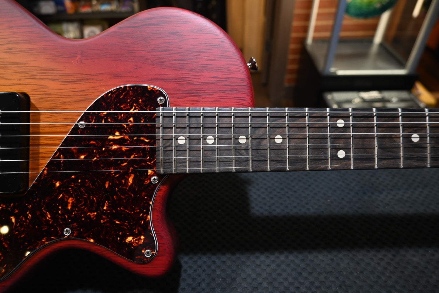 Tom Anderson Bobcat Cub - Transparent Amber to Cherry Burst Satin Guitar #224P - Danville Music