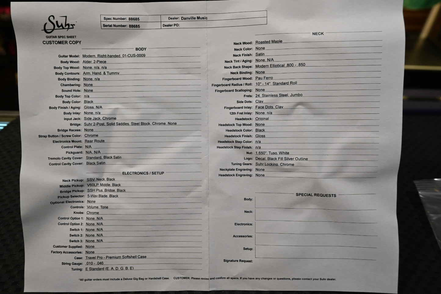 Suhr Custom Modern - Black Guitar #8685