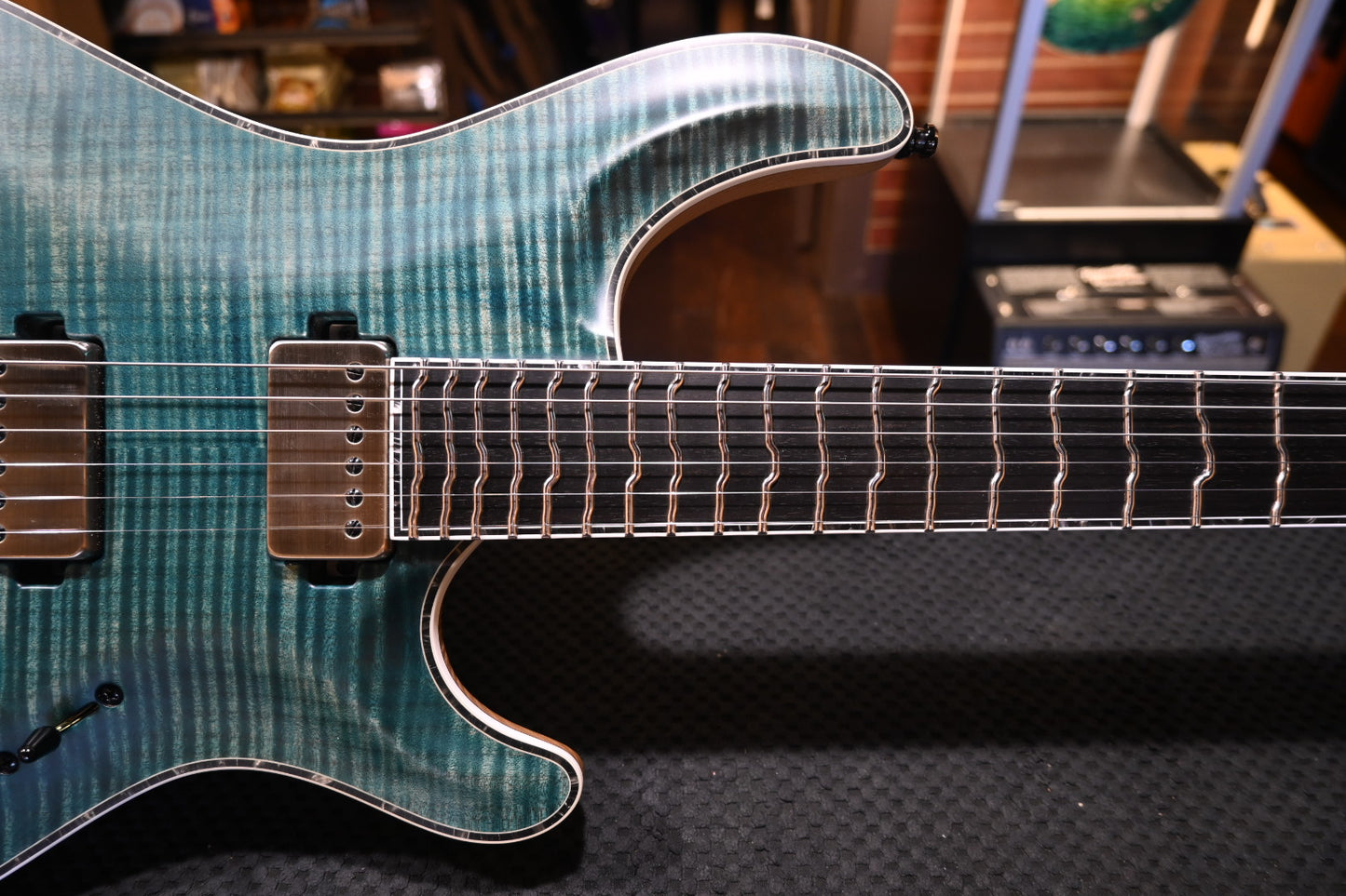 Mayones 40th Anniversary Regius Core V24 6 - Transparent Turquoise Satin Guitar #2219 - Danville Music