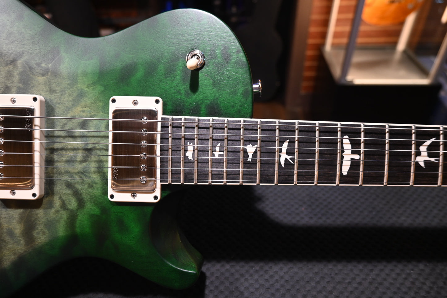 PRS Wood Library S2 McCarty SC 594 Single-Cut Quilt - Faded Gray Black Green Burst Satin Guitar #0265 - Danville Music