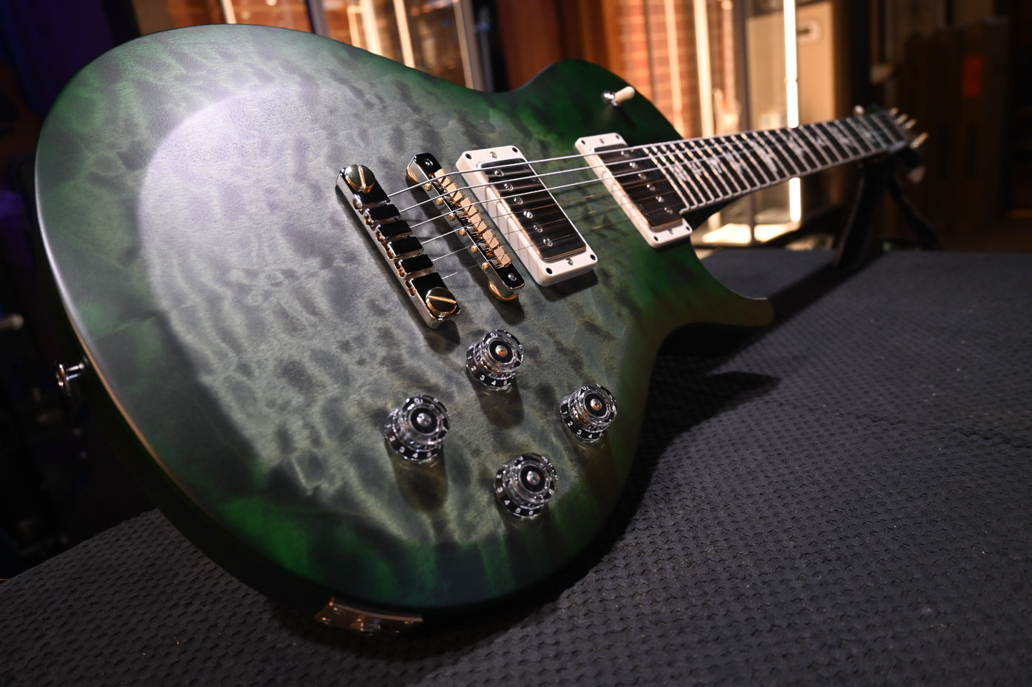 PRS Wood Library S2 McCarty SC 594 Single-Cut Quilt - Faded Gray Black Green Burst Satin Guitar #0265 - Danville Music